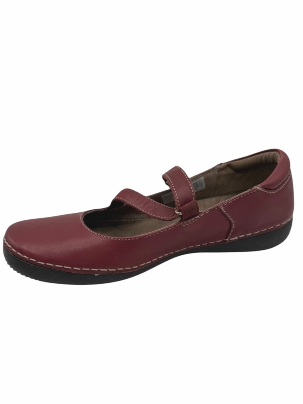 Vionic Judith Flat Mary Jane Women 7 Red Burgundy Leather Orthaheel Support